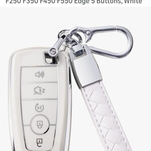 Elegant Cream Key Fob Cover with Strap For FORD Fusion, Escape, Explorer, F150